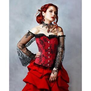 Corset Lace top with Sleeves, SZ S, CL-157T0023